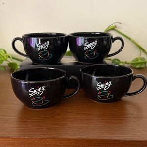 Black Ceramic Coffee Cups - Set of 4